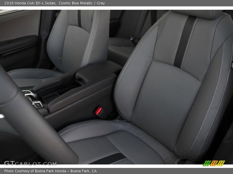 Cosmic Blue Metallic / Gray 2016 Honda Civic EX-L Sedan