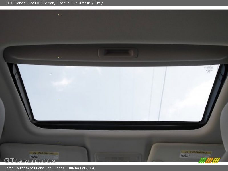 Cosmic Blue Metallic / Gray 2016 Honda Civic EX-L Sedan