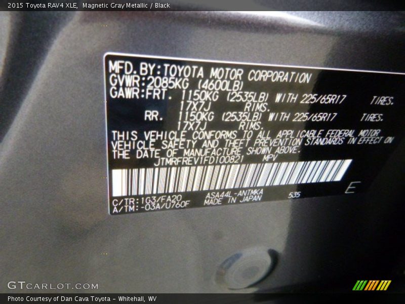 Magnetic Gray Metallic / Black 2015 Toyota RAV4 XLE