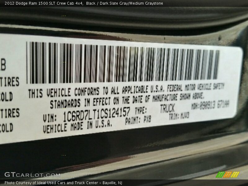 Black / Dark Slate Gray/Medium Graystone 2012 Dodge Ram 1500 SLT Crew Cab 4x4