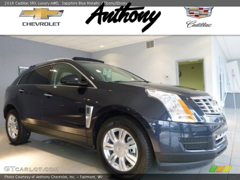 Sapphire Blue Metallic / Ebony/Ebony 2016 Cadillac SRX Luxury AWD