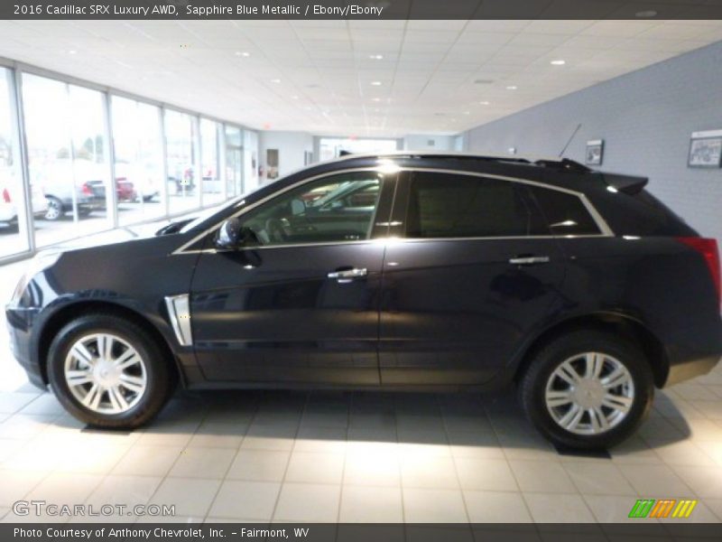 Sapphire Blue Metallic / Ebony/Ebony 2016 Cadillac SRX Luxury AWD