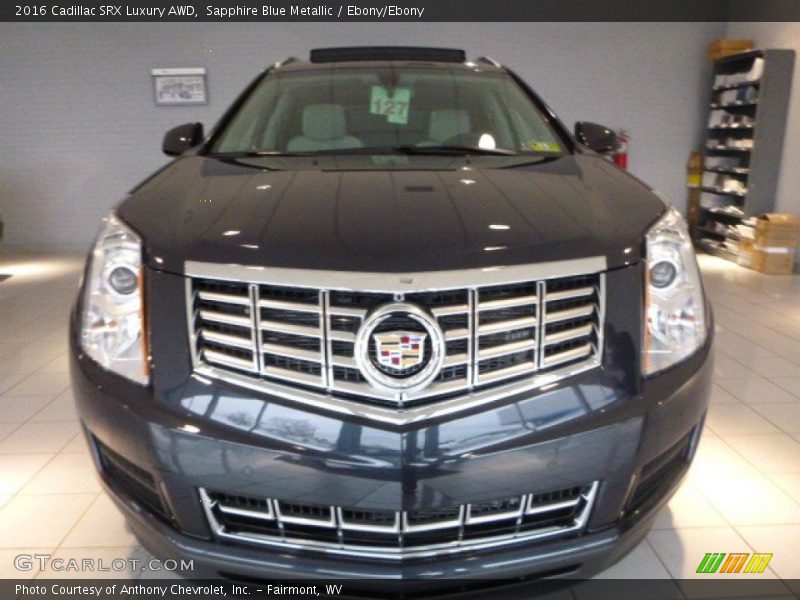 Sapphire Blue Metallic / Ebony/Ebony 2016 Cadillac SRX Luxury AWD