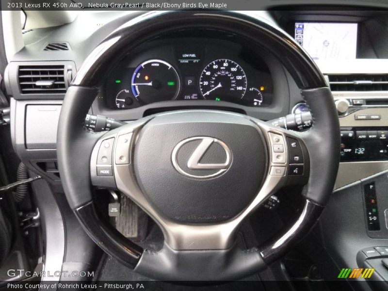 Nebula Gray Pearl / Black/Ebony Birds Eye Maple 2013 Lexus RX 450h AWD
