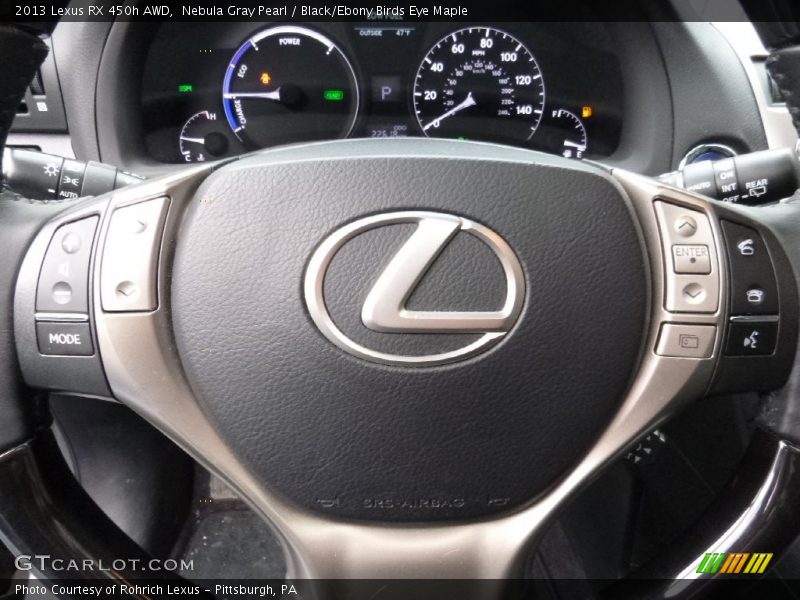 Nebula Gray Pearl / Black/Ebony Birds Eye Maple 2013 Lexus RX 450h AWD
