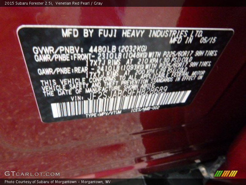 Venetian Red Pearl / Gray 2015 Subaru Forester 2.5i