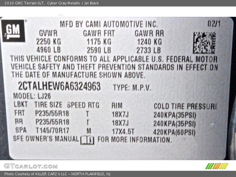 Cyber Gray Metallic / Jet Black 2010 GMC Terrain SLT