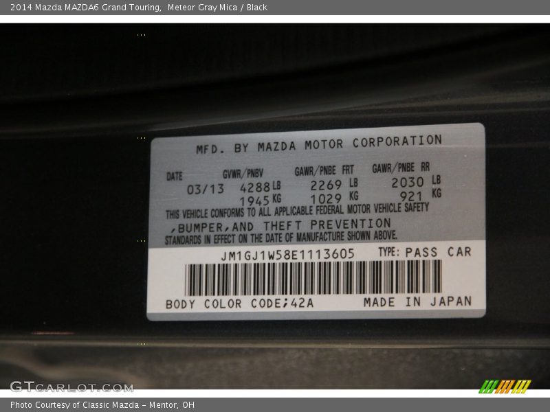 Meteor Gray Mica / Black 2014 Mazda MAZDA6 Grand Touring