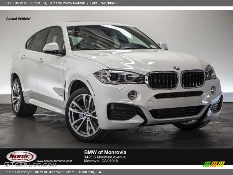 Mineral White Metallic / Coral Red/Black 2016 BMW X6 xDrive35i