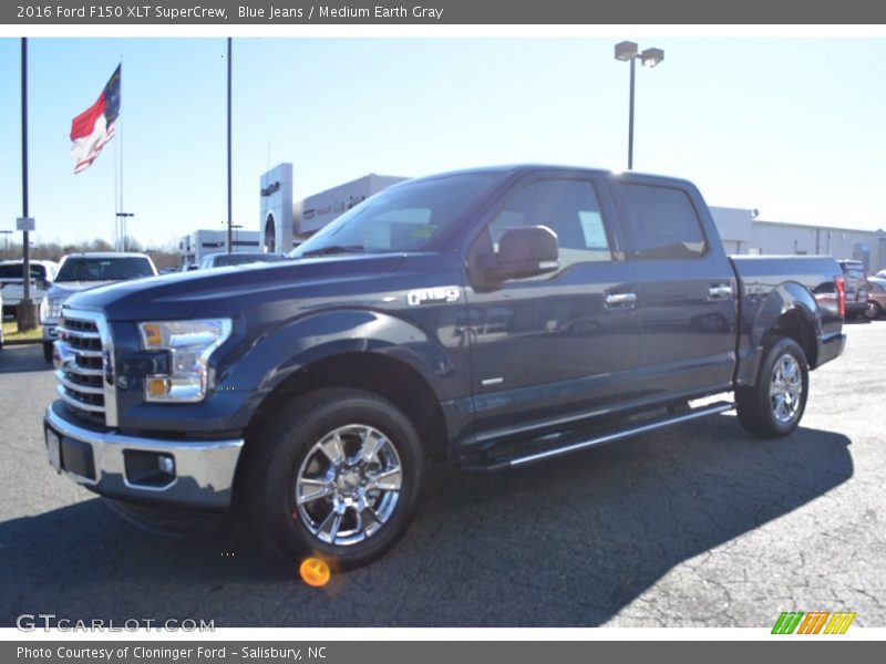 Blue Jeans / Medium Earth Gray 2016 Ford F150 XLT SuperCrew
