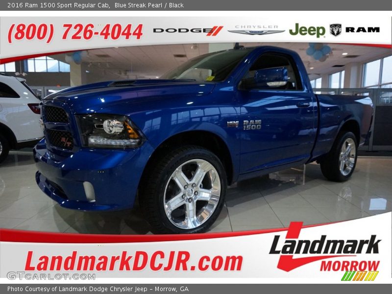 Blue Streak Pearl / Black 2016 Ram 1500 Sport Regular Cab