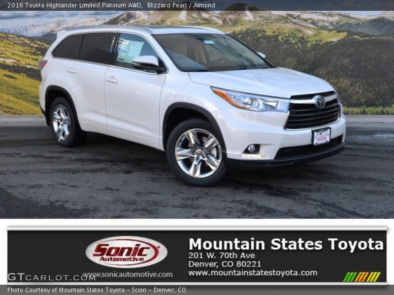 Blizzard Pearl / Almond 2016 Toyota Highlander Limited Platinum AWD