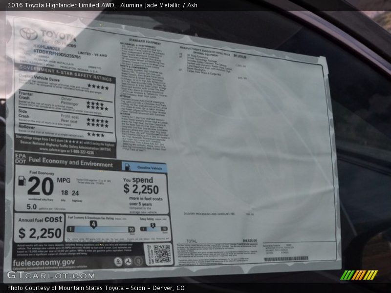 Alumina Jade Metallic / Ash 2016 Toyota Highlander Limited AWD