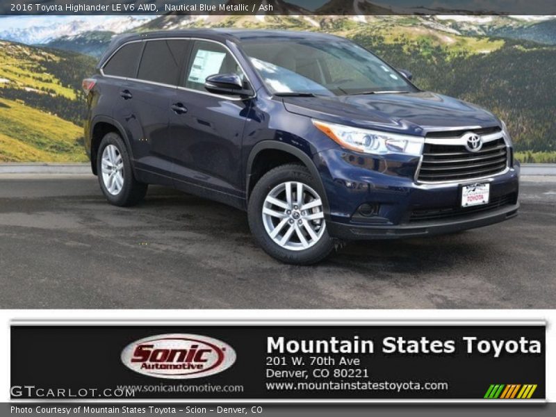 Nautical Blue Metallic / Ash 2016 Toyota Highlander LE V6 AWD
