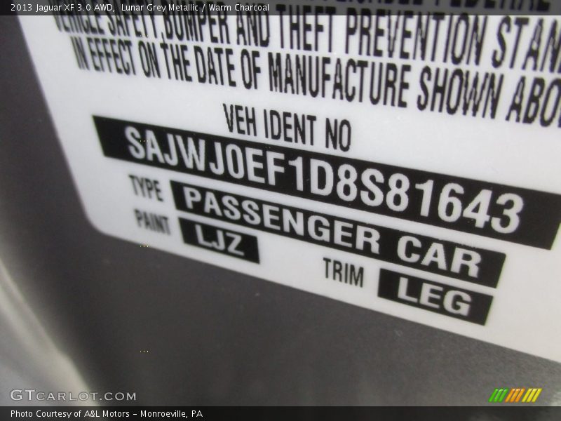 2013 XF 3.0 AWD Lunar Grey Metallic Color Code LJZ