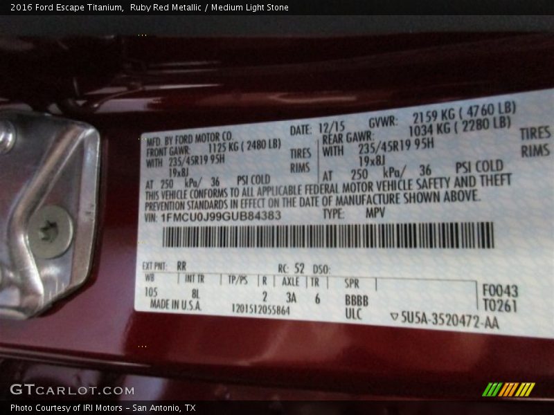 Ruby Red Metallic / Medium Light Stone 2016 Ford Escape Titanium