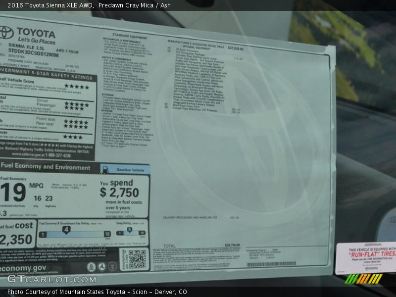 Predawn Gray Mica / Ash 2016 Toyota Sienna XLE AWD