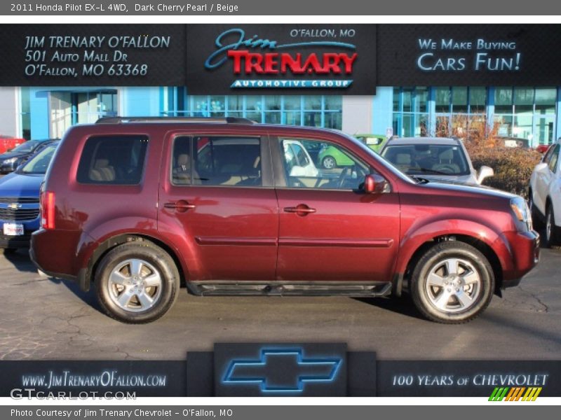 Dark Cherry Pearl / Beige 2011 Honda Pilot EX-L 4WD