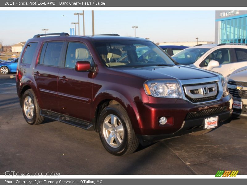 Dark Cherry Pearl / Beige 2011 Honda Pilot EX-L 4WD
