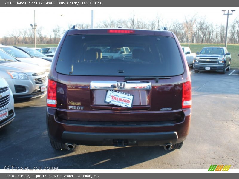 Dark Cherry Pearl / Beige 2011 Honda Pilot EX-L 4WD
