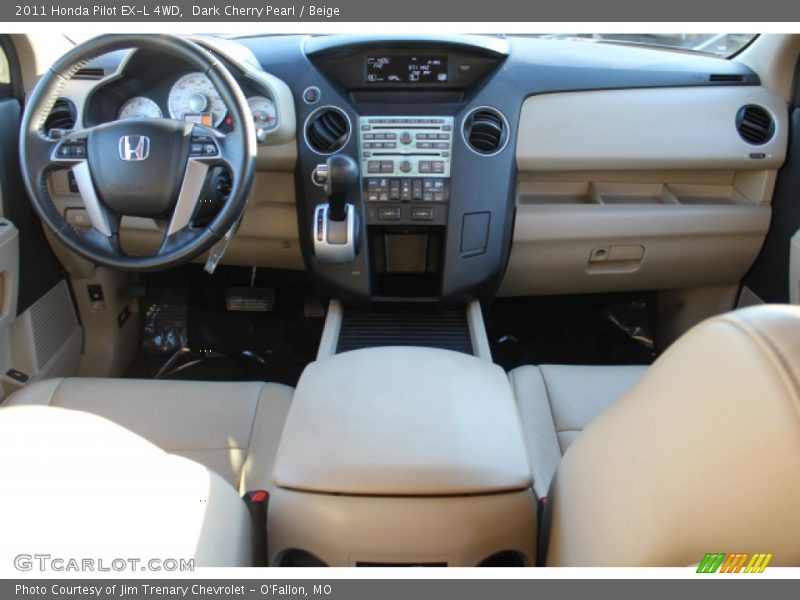 Dark Cherry Pearl / Beige 2011 Honda Pilot EX-L 4WD