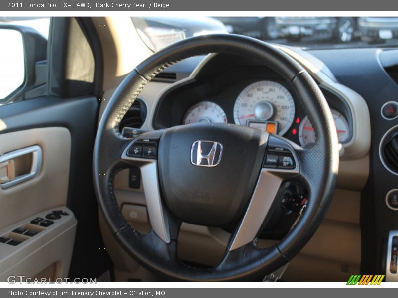Dark Cherry Pearl / Beige 2011 Honda Pilot EX-L 4WD