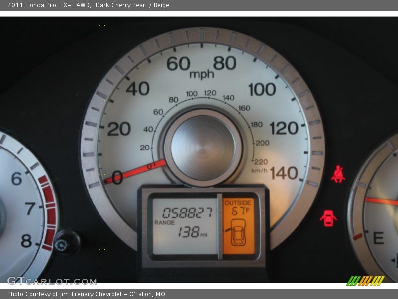 Dark Cherry Pearl / Beige 2011 Honda Pilot EX-L 4WD