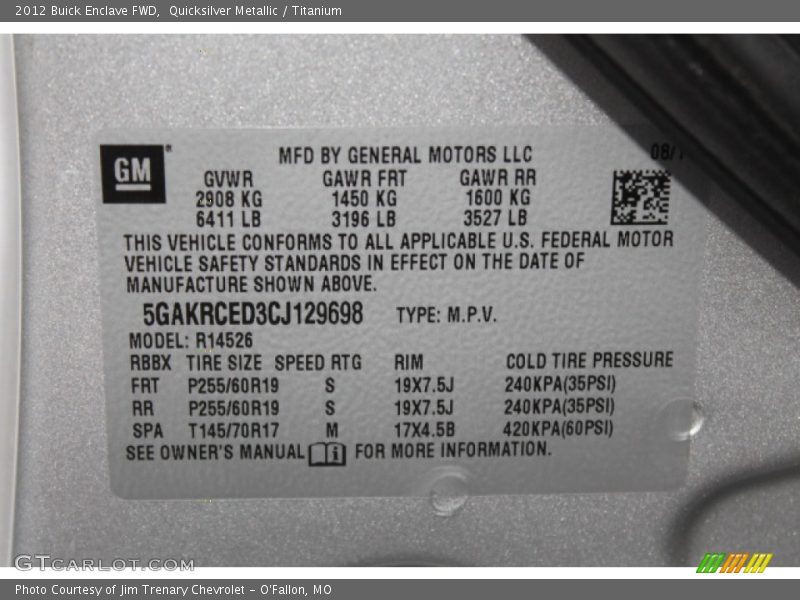 Quicksilver Metallic / Titanium 2012 Buick Enclave FWD