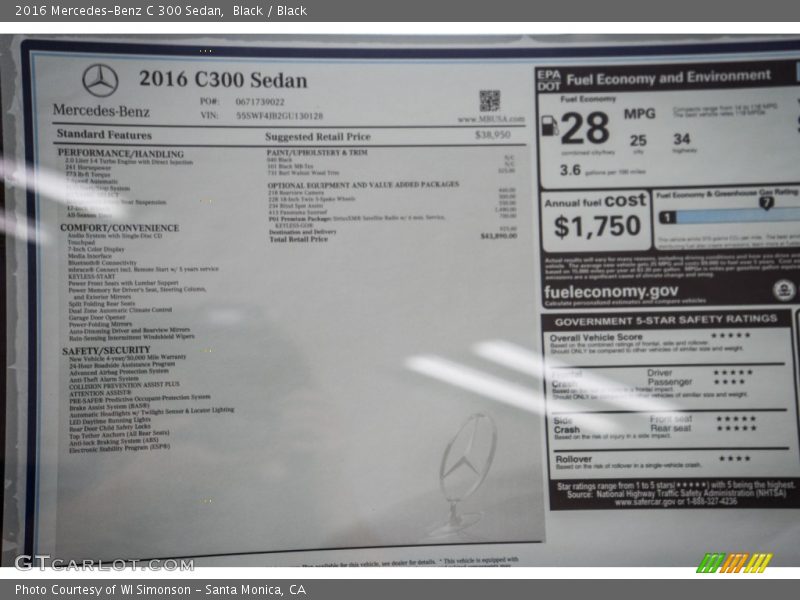 Black / Black 2016 Mercedes-Benz C 300 Sedan