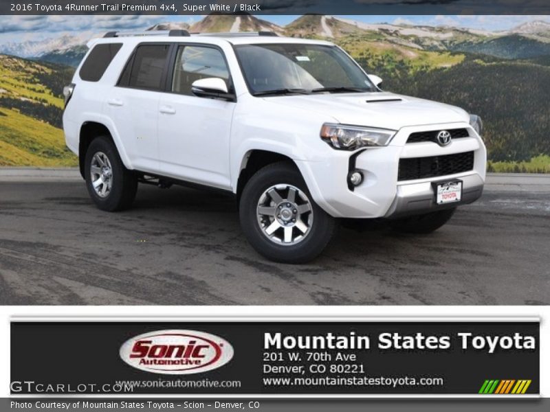 Super White / Black 2016 Toyota 4Runner Trail Premium 4x4