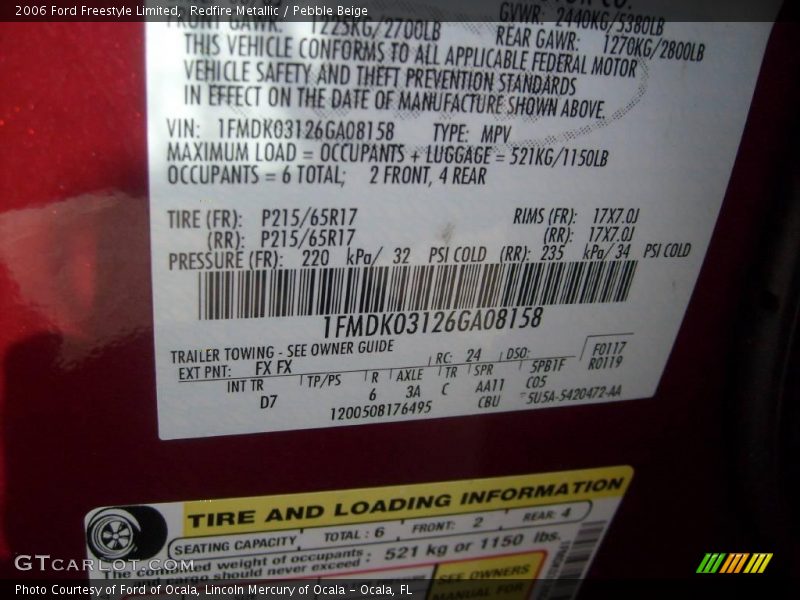 Redfire Metallic / Pebble Beige 2006 Ford Freestyle Limited