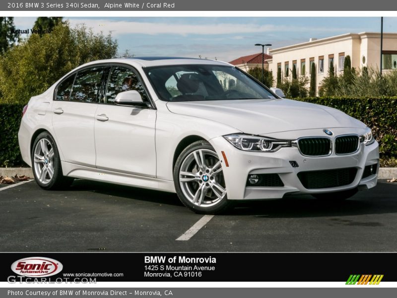 Alpine White / Coral Red 2016 BMW 3 Series 340i Sedan