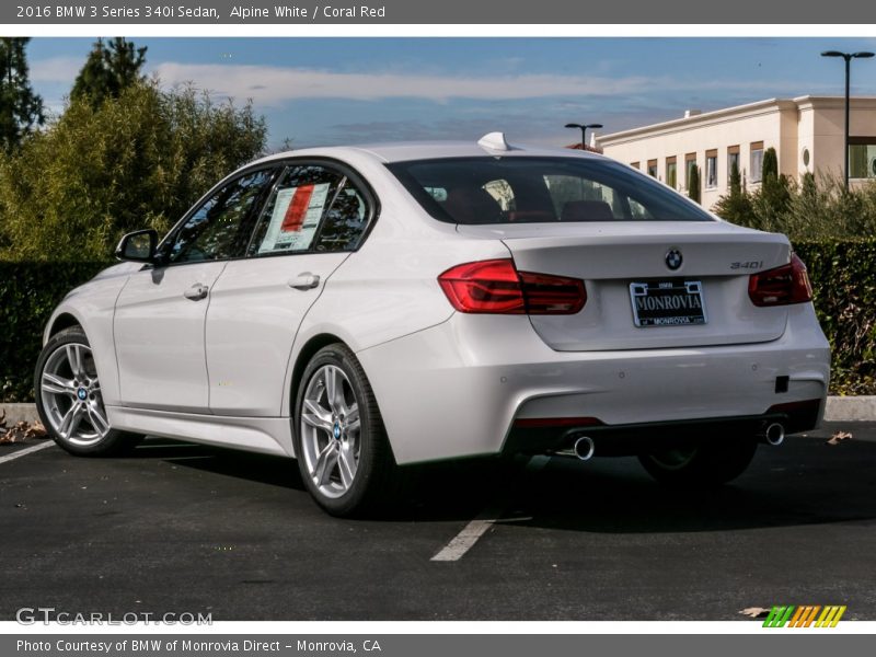 Alpine White / Coral Red 2016 BMW 3 Series 340i Sedan