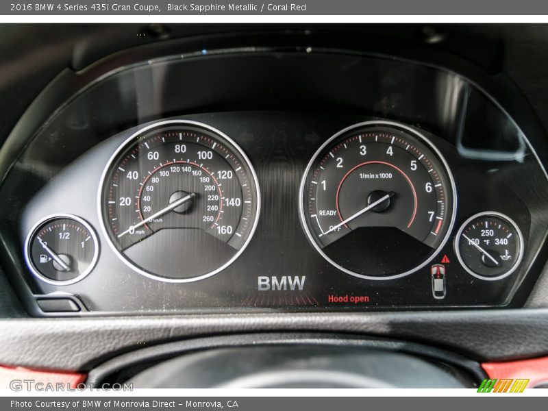Black Sapphire Metallic / Coral Red 2016 BMW 4 Series 435i Gran Coupe