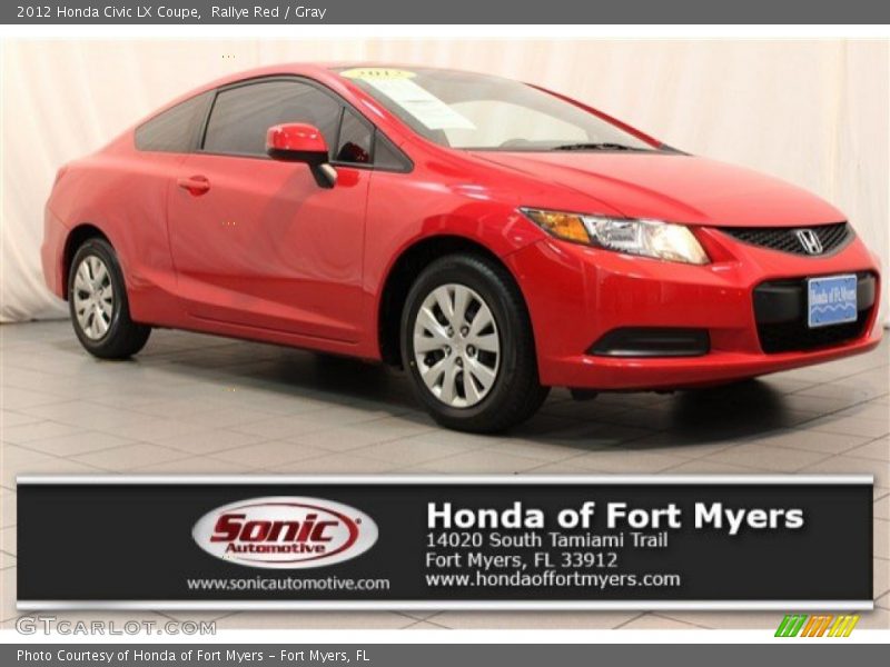 Rallye Red / Gray 2012 Honda Civic LX Coupe
