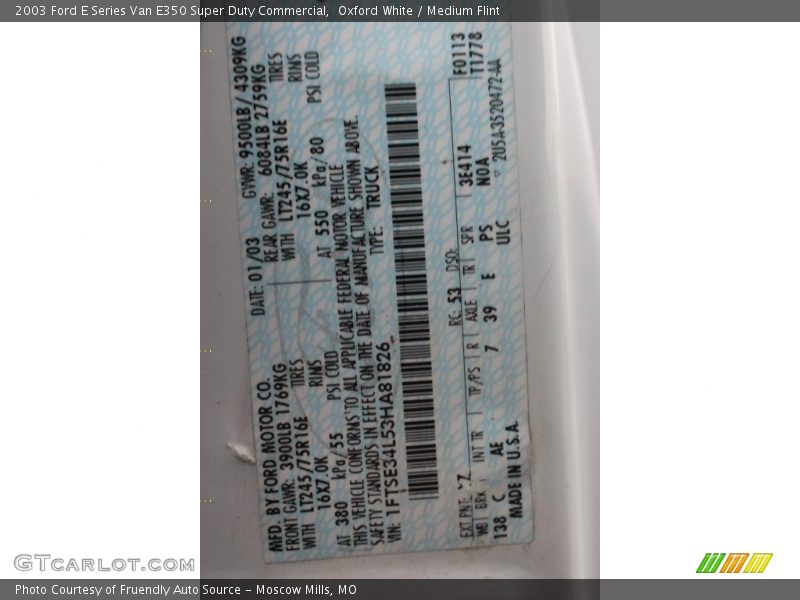 Oxford White / Medium Flint 2003 Ford E Series Van E350 Super Duty Commercial