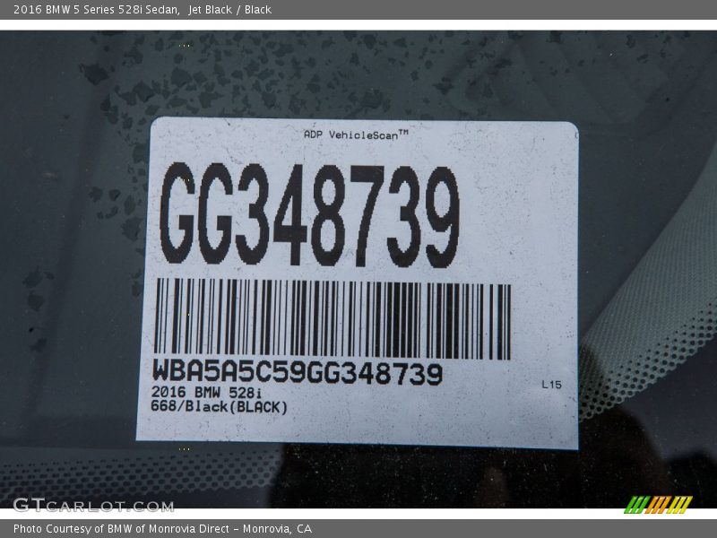 Jet Black / Black 2016 BMW 5 Series 528i Sedan