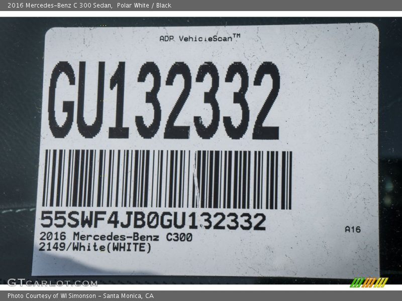 Polar White / Black 2016 Mercedes-Benz C 300 Sedan