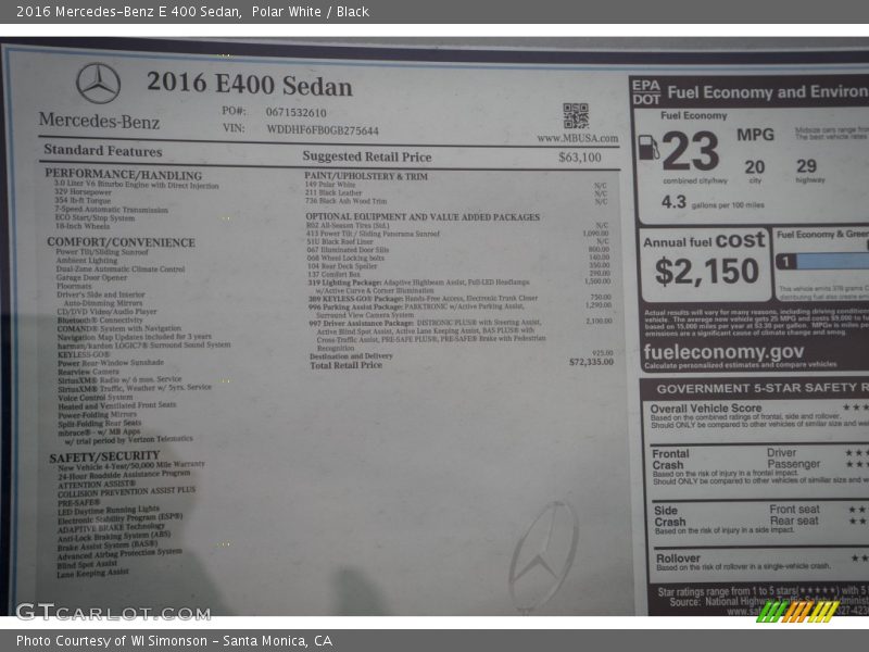 Polar White / Black 2016 Mercedes-Benz E 400 Sedan