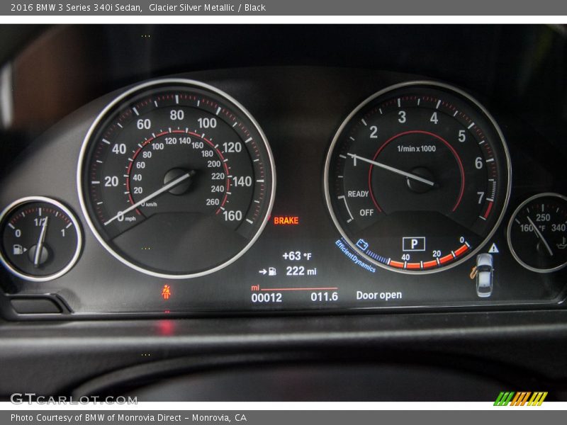 Glacier Silver Metallic / Black 2016 BMW 3 Series 340i Sedan