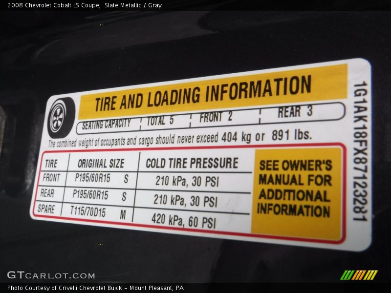 Slate Metallic / Gray 2008 Chevrolet Cobalt LS Coupe
