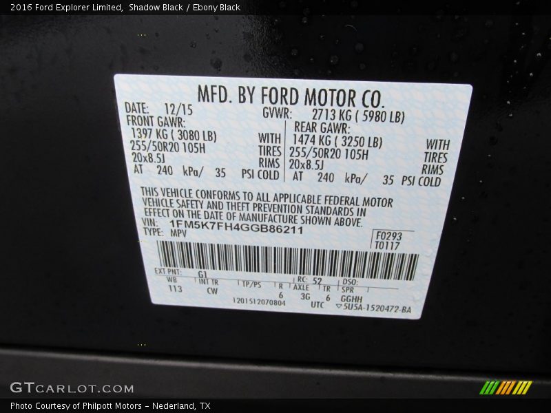 Shadow Black / Ebony Black 2016 Ford Explorer Limited