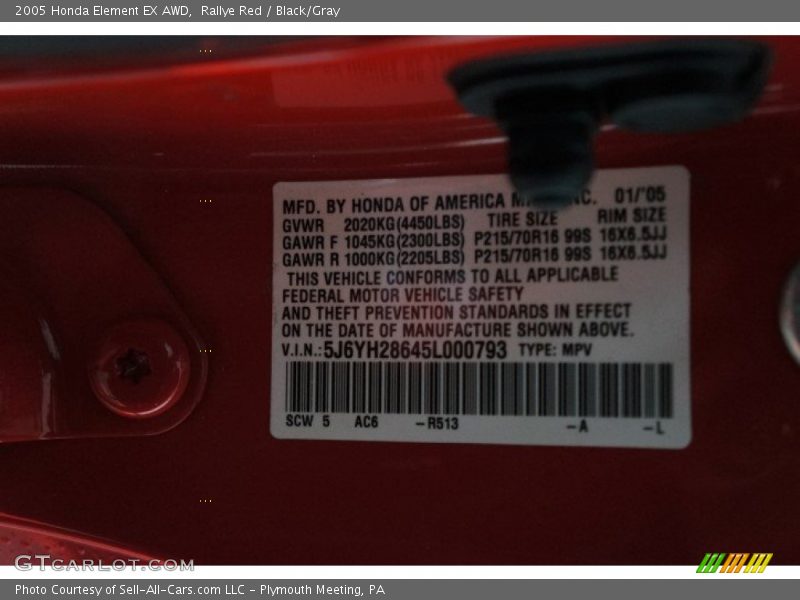 Rallye Red / Black/Gray 2005 Honda Element EX AWD