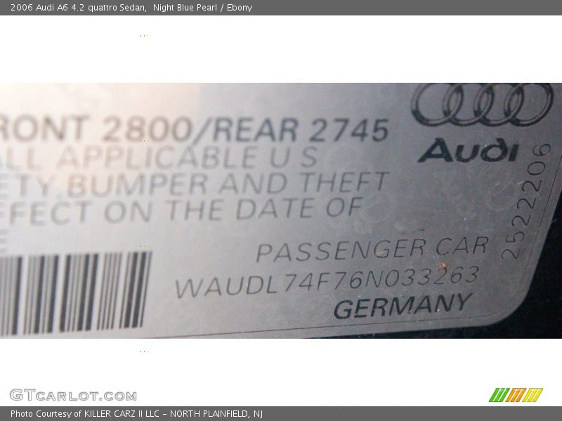 Night Blue Pearl / Ebony 2006 Audi A6 4.2 quattro Sedan