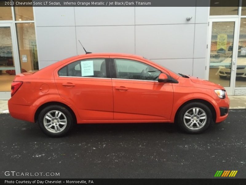 Inferno Orange Metallic / Jet Black/Dark Titanium 2013 Chevrolet Sonic LT Sedan