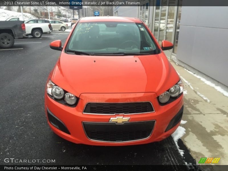 Inferno Orange Metallic / Jet Black/Dark Titanium 2013 Chevrolet Sonic LT Sedan