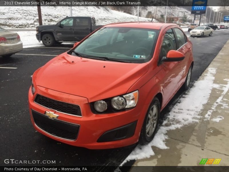 Inferno Orange Metallic / Jet Black/Dark Titanium 2013 Chevrolet Sonic LT Sedan