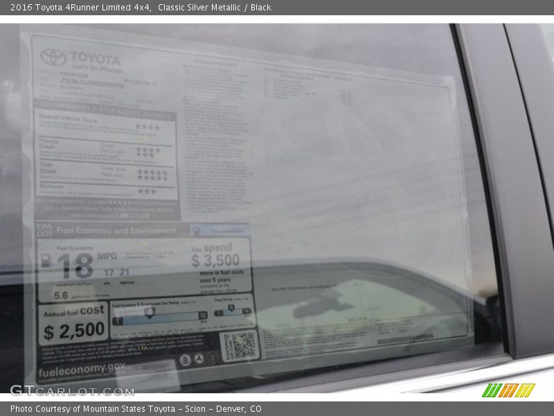 Classic Silver Metallic / Black 2016 Toyota 4Runner Limited 4x4