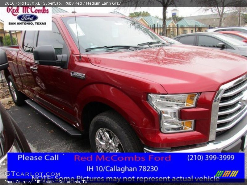 Ruby Red / Medium Earth Gray 2016 Ford F150 XLT SuperCab