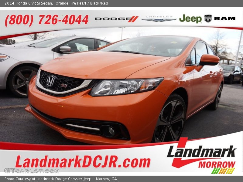 Orange Fire Pearl / Black/Red 2014 Honda Civic Si Sedan